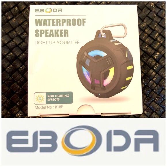 EBODA - NWT - Waterproof Portable Bluetooth Speaker/Black w/LED Lighting Effects - Picture 1 of 14